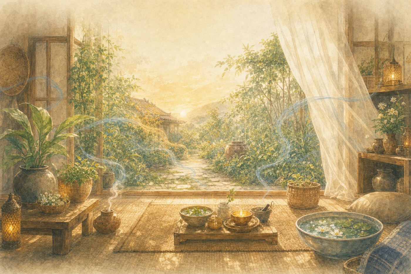Original Plearnprai watercolour for Introduction · A Book for Our Home