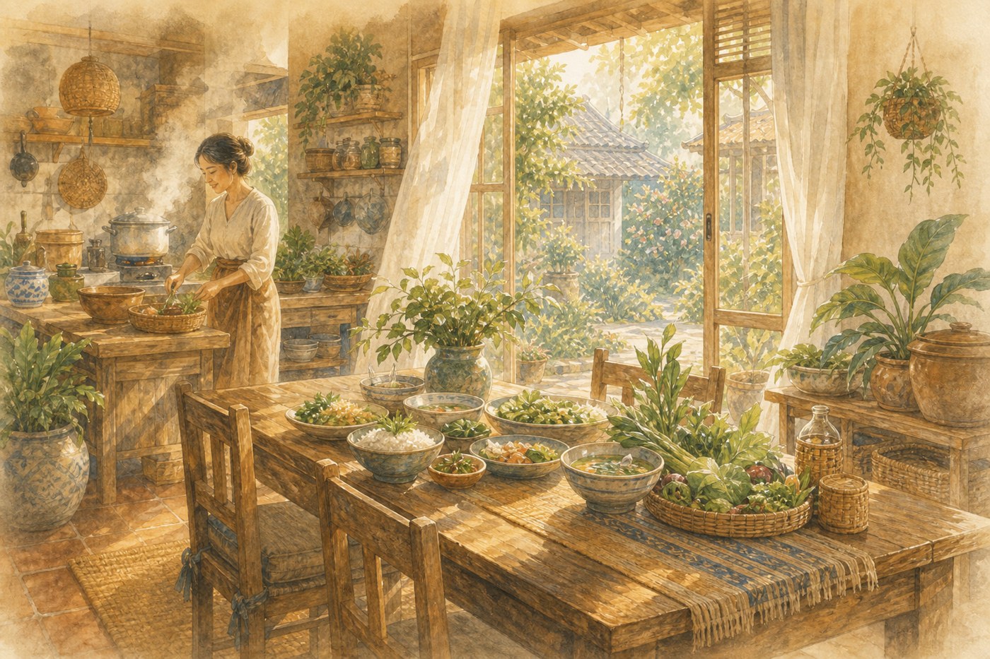 Original Plearnprai watercolour for 9 · Kitchens and Places to Eat