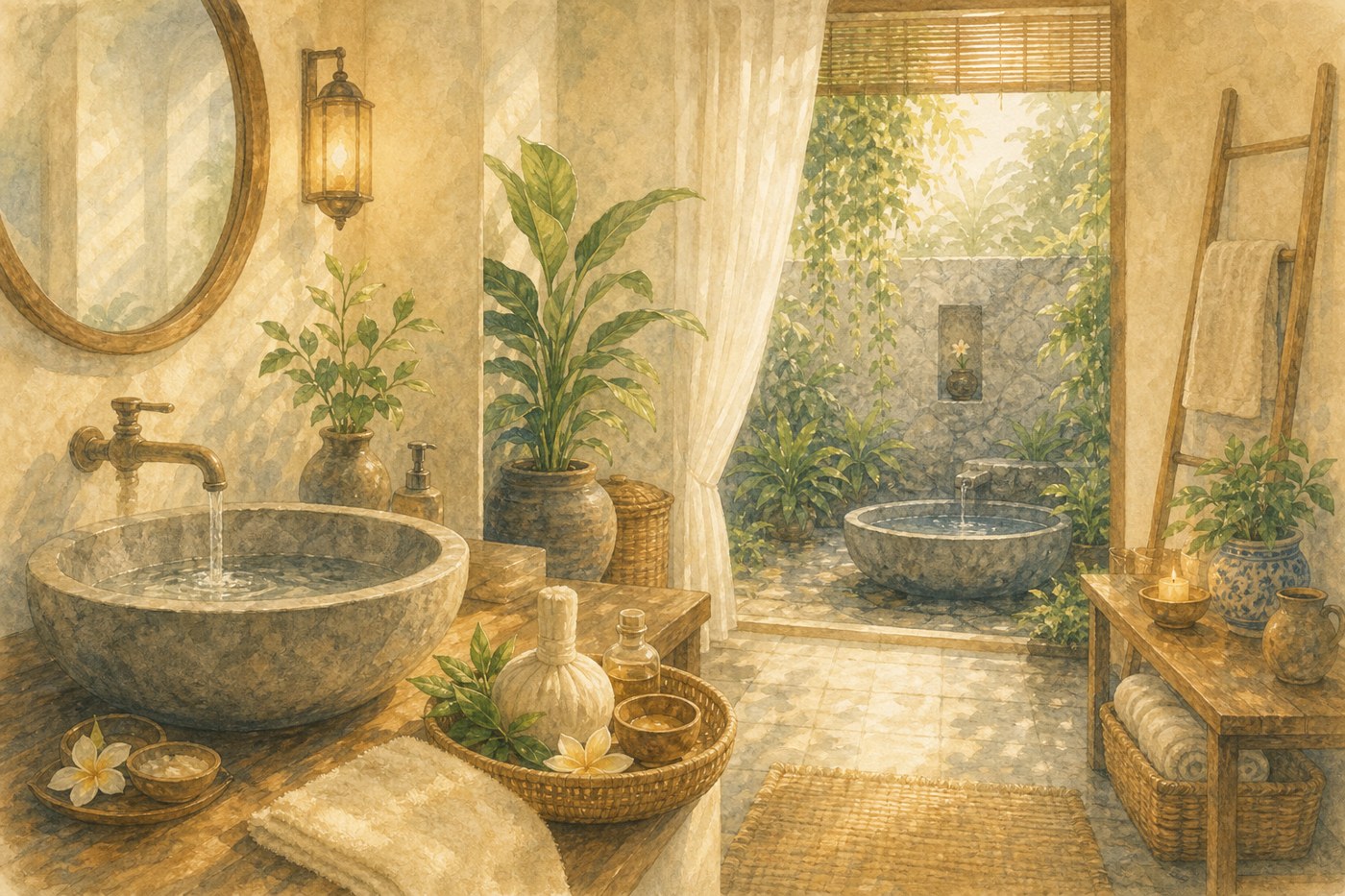 Original Plearnprai watercolour for 10 · Bathrooms and Everyday Personal Care