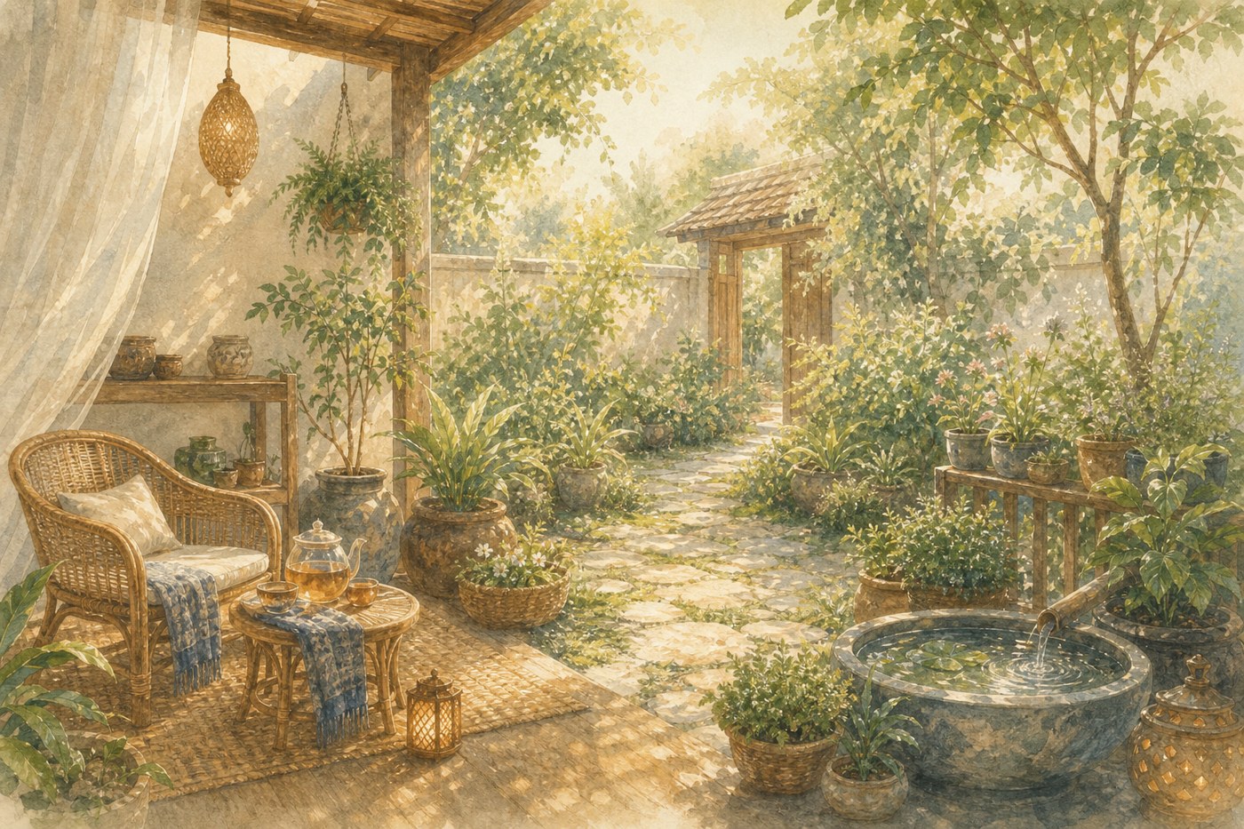 Original Plearnprai watercolour for 12 · Gardens, Balconies and Outdoor Places