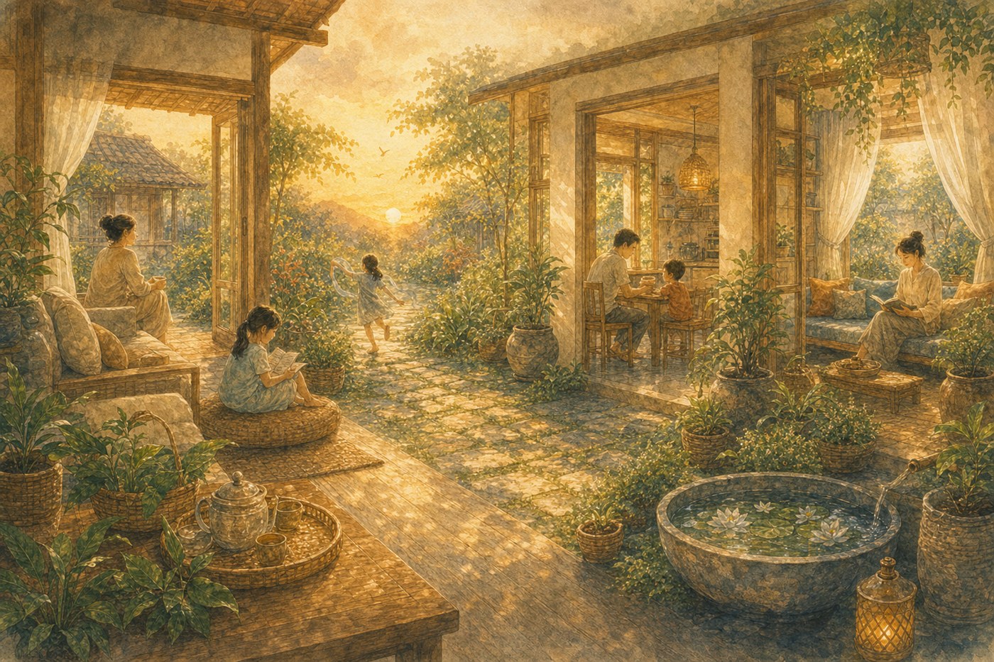 Original Plearnprai watercolour for Closing · A Home That Supports Everyone Within It