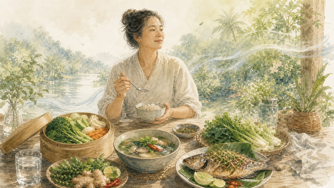 Original Plearnprai watercolour for 6 · Meals through the Water Portrait