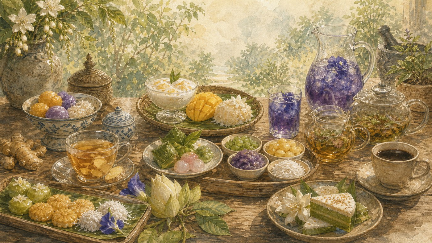 Original Plearnprai watercolour for 10 · Sweets, Coffee, Tea and Herbal Drinks
