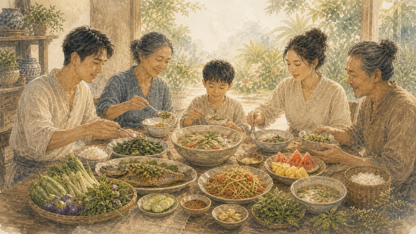 Original Plearnprai watercolour for 13 · One Table, Different Needs