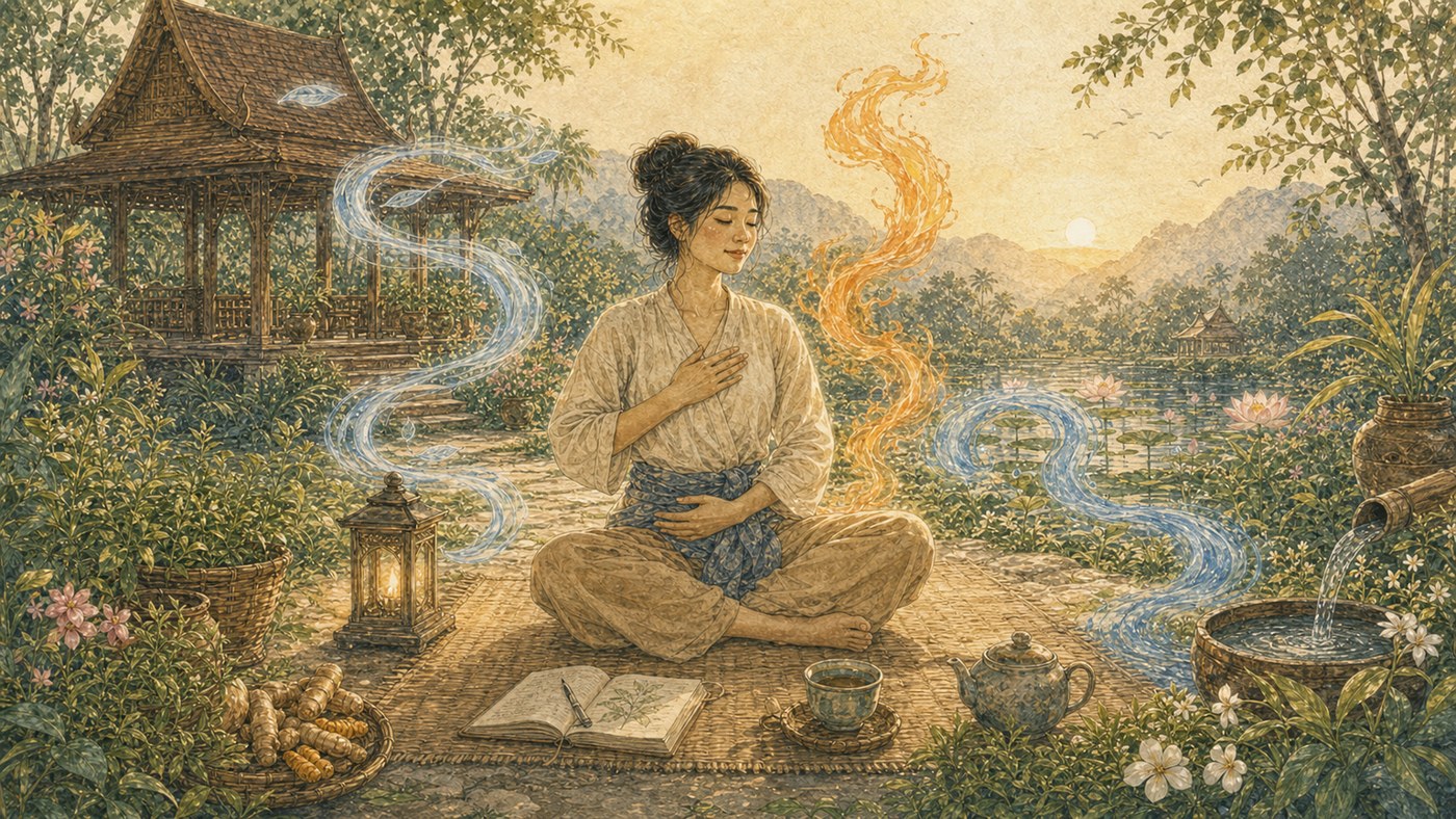 Original Plearnprai watercolour for Chapter 3 — Knowing Our Pattern and Today's Capacity