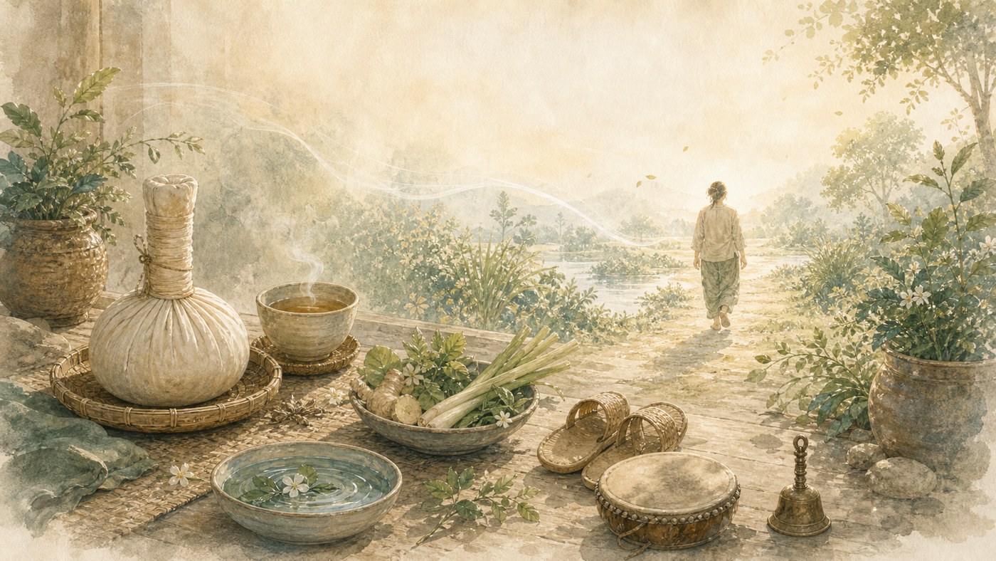 Original Plearnprai watercolour for Chapter 15 — Choosing Complementary Approaches