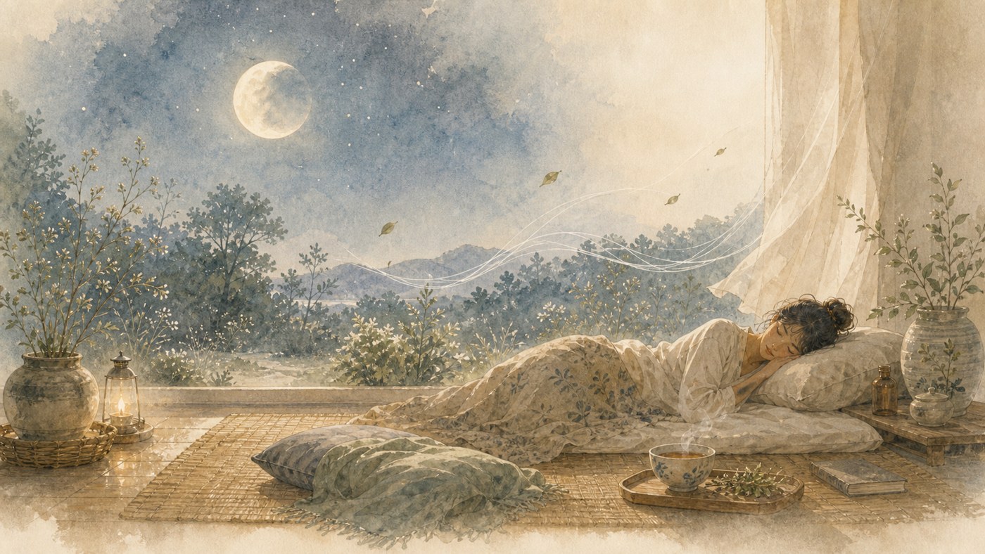 12 · Rest and Sleep — original Plearnprai watercolour illustration