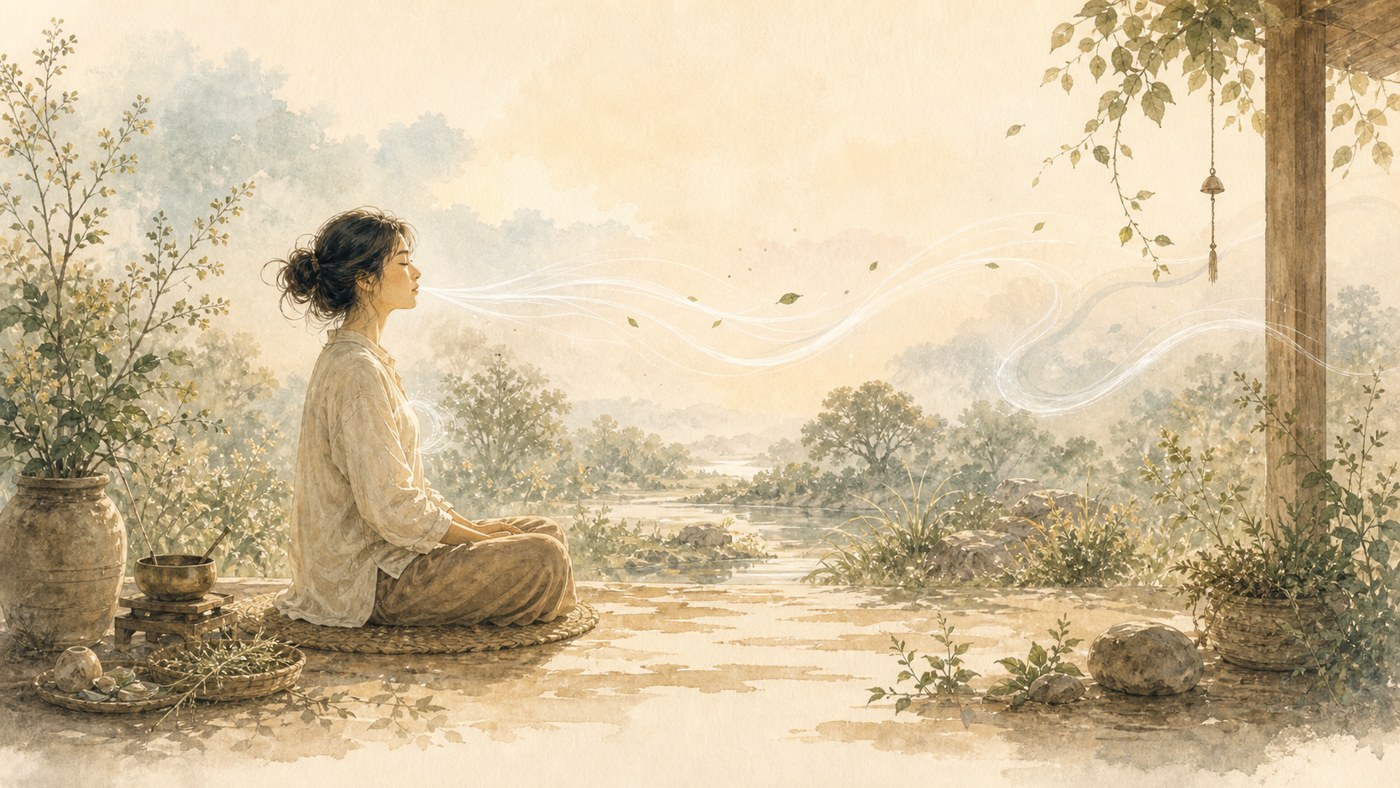 13 · Making Space for the Mind — original Plearnprai watercolour illustration