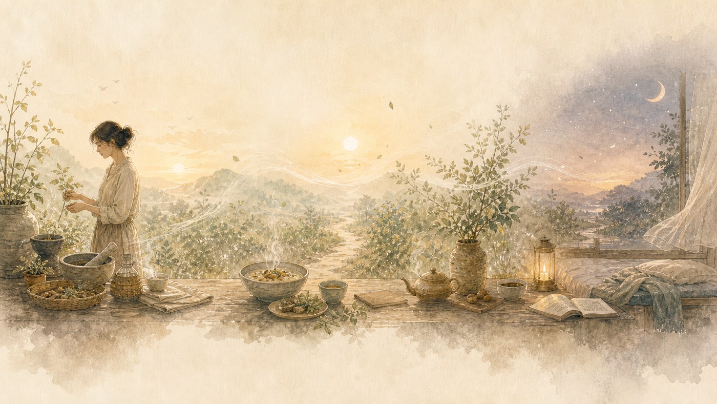 14 · A Daily Rhythm of Our Own — original Plearnprai watercolour illustration