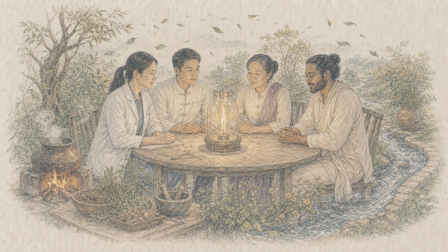 ภาพประกอบ บทที่ 10 — พลังชีวิตในสายตาสี่ศาสตร์และสามธาตุ